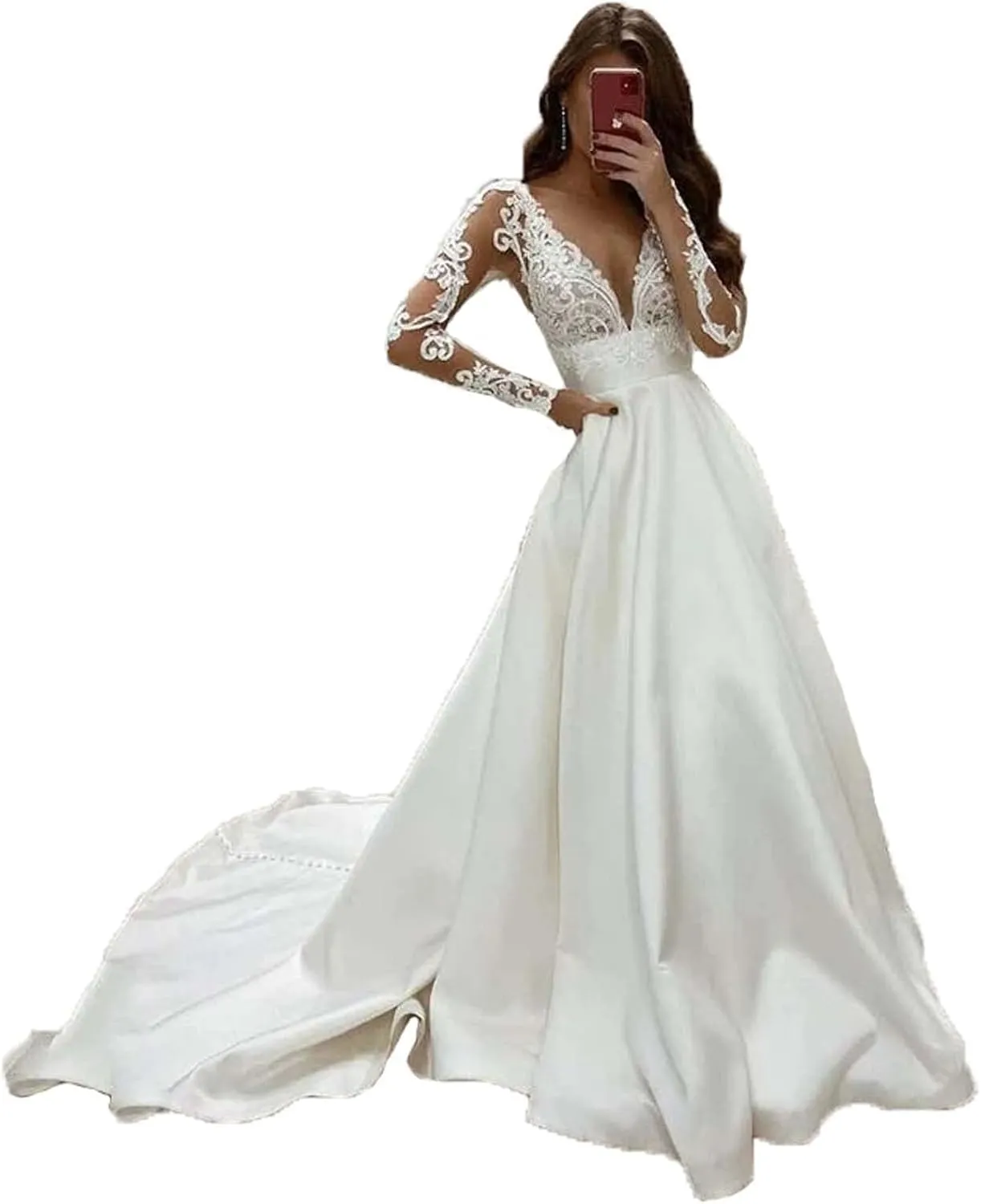 WZEFEIO Robe de Mariée Vintage
